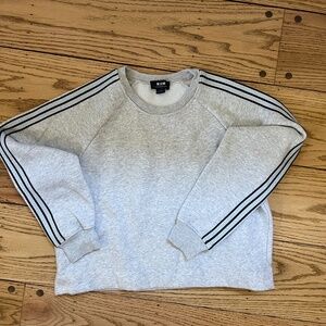 Maeve by Anthropologie Grey Silver Ribbon Cropped Sweatshirt Pullover Size Small